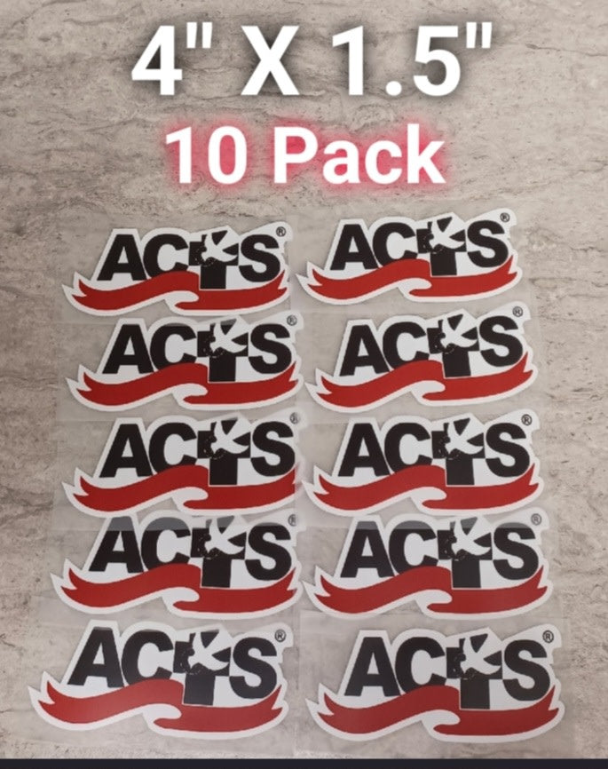 ACTS Ribbon Logo Transfer 4" X 1.5" 10 PACK