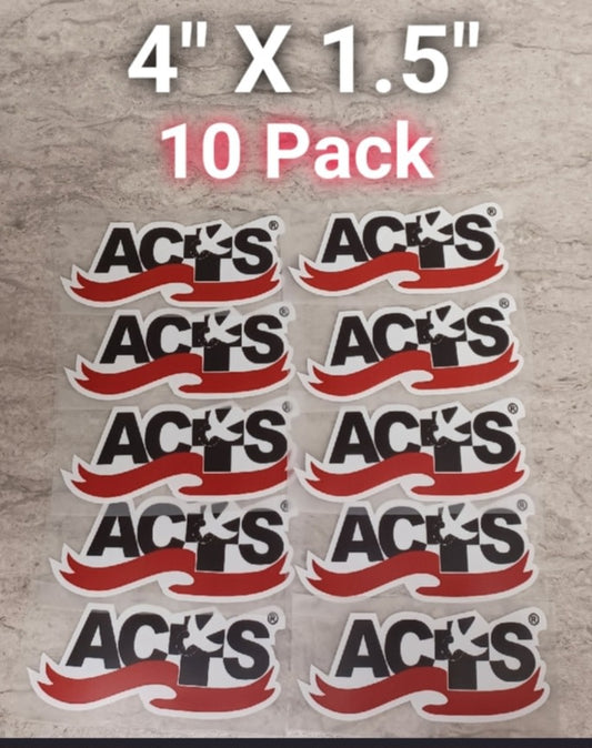 ACTS Ribbon Logo Transfer 4" X 1.5" 10 PACK