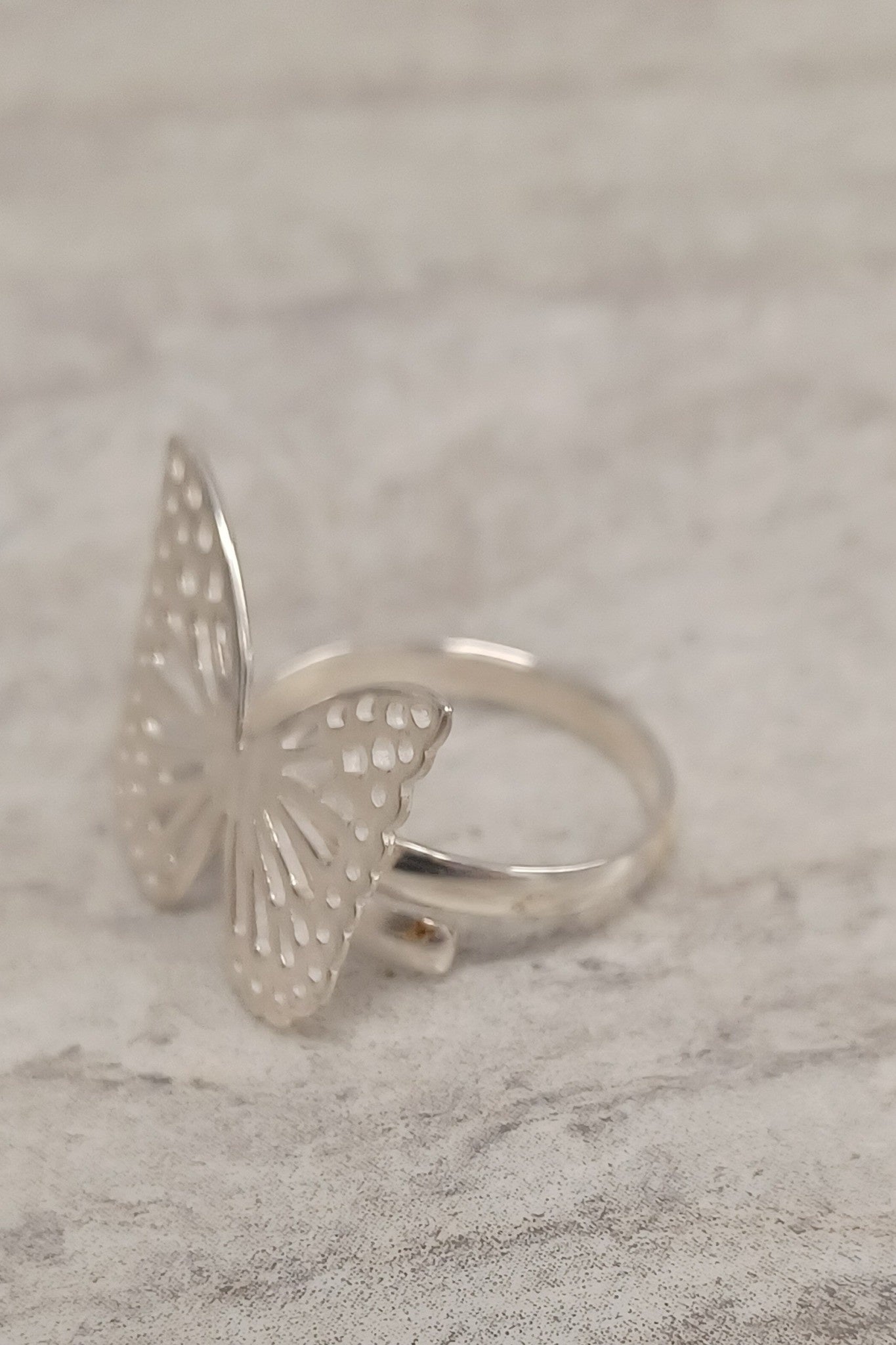 Small Butterfly Sterling Silver Ring Adjustable