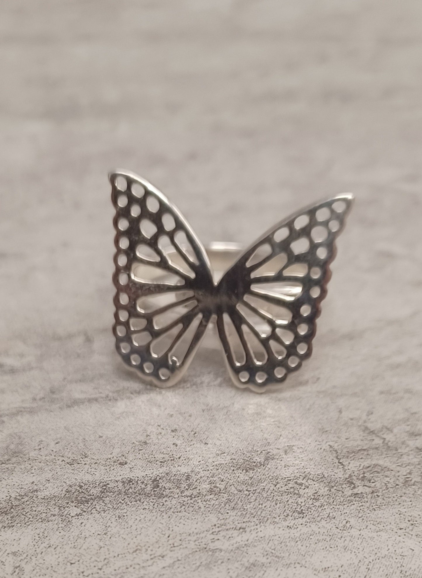 Small Butterfly Sterling Silver Ring Adjustable