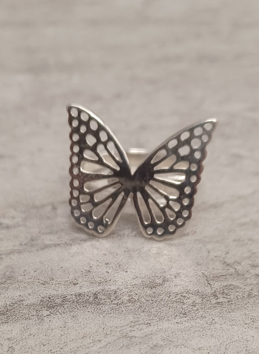 Small Butterfly Sterling Silver Ring Adjustable