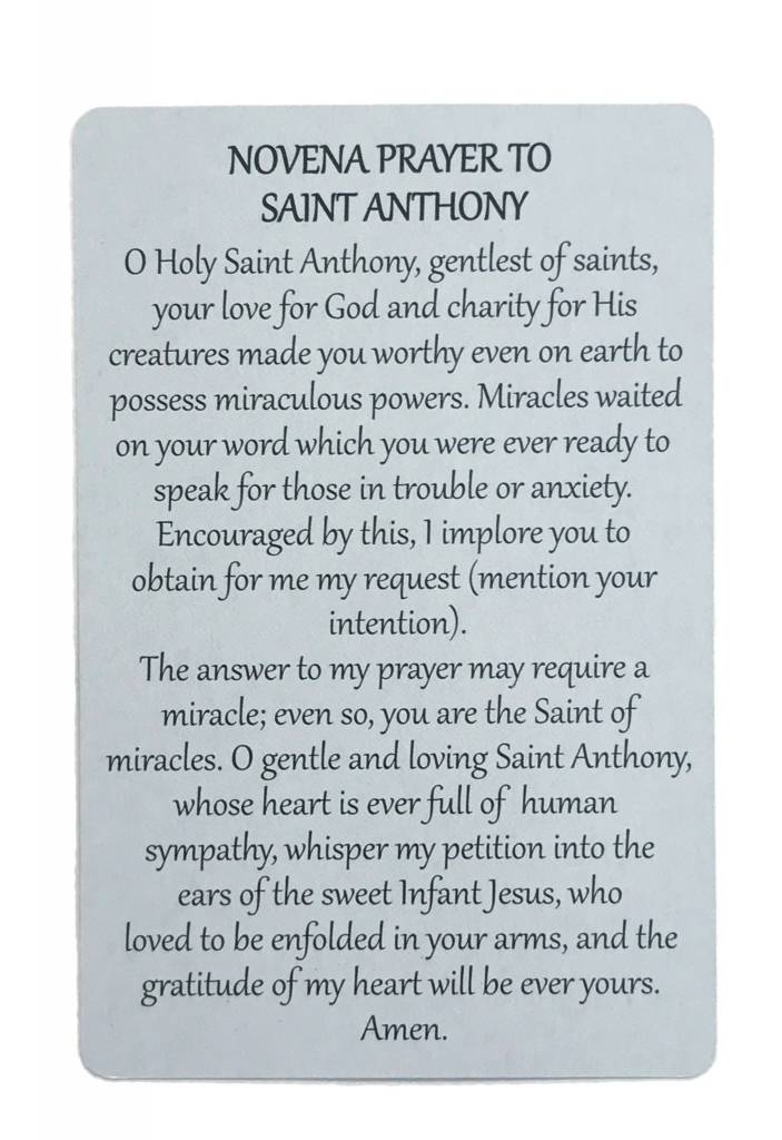 Novena Prayer to St Anthony Wallet Card