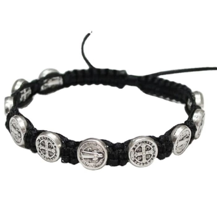 St Benedict Knotted Rosary Bracelet Black