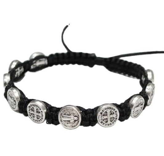 St Benedict Knotted Rosary Bracelet Black