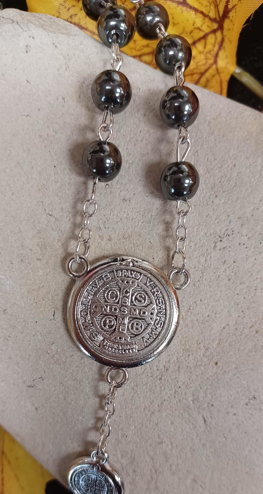 St. Benedict Hematite Bead Rosary