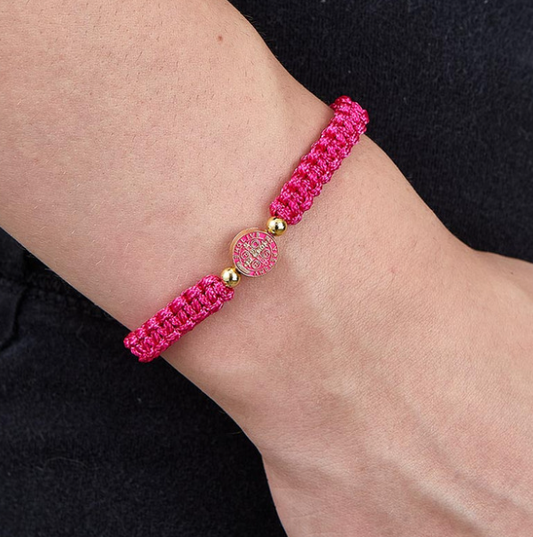 St Benedict Pink Corded Bracelet