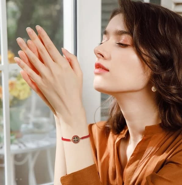 St Benedict Medal Red Corded Bracelet