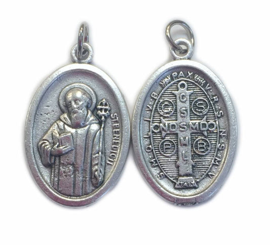 St. Benedict Oval Oxidized Medal