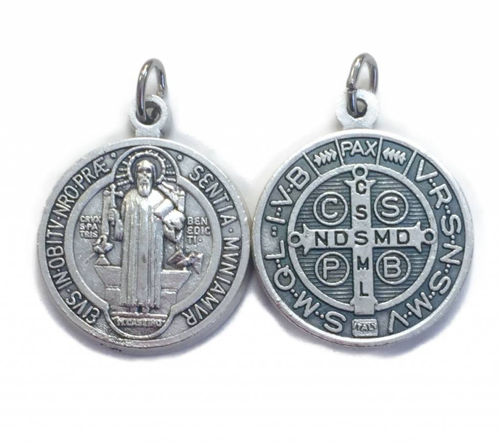 St. Benedict Small Round Oxidized Medal