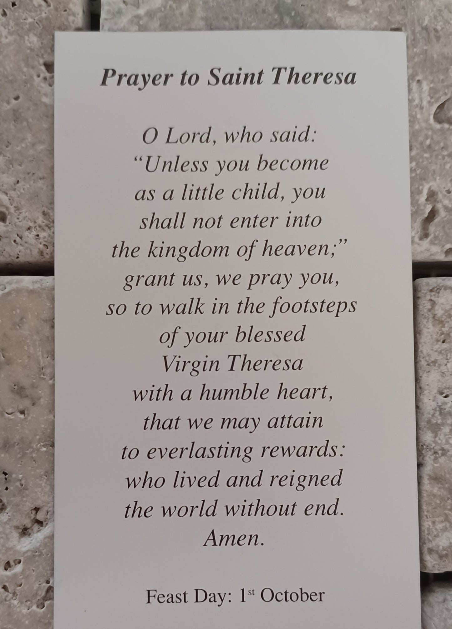 Prayer to Saint Theresa