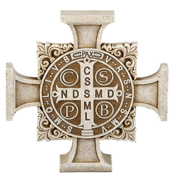 St Benedict Stone Resin Cross