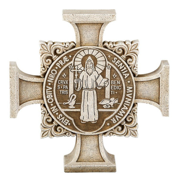 St Benedict Stone Resin Cross