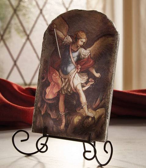 St Michael Tile Plaque w/stand