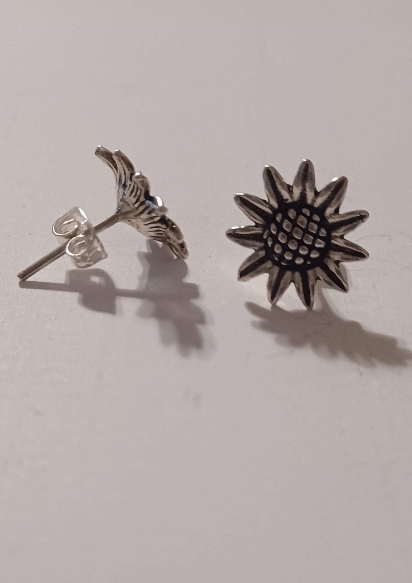 Sterling Silver Sunflower Stud Earrings