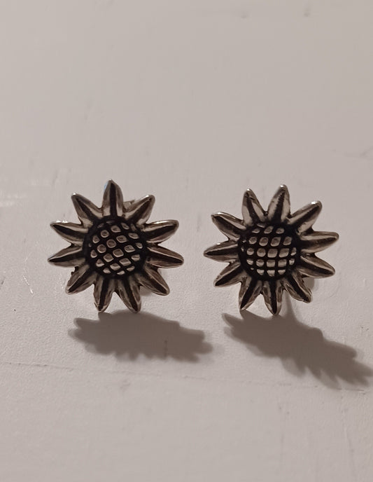 Sterling Silver Sunflower Stud Earrings