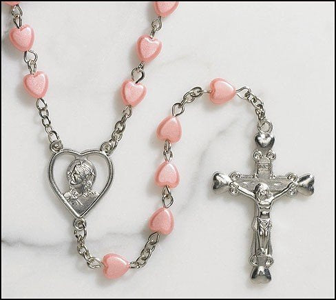 Pink Heart Rosary