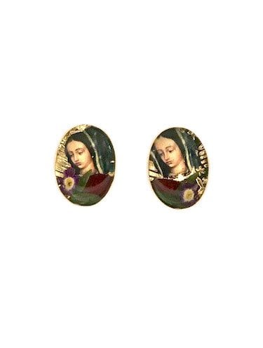 Virgen De Guadalupe Sterling Silver Stud Earrings