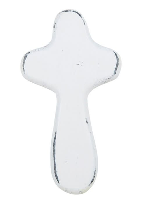 White Wood Hand Prayer Cross