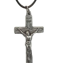 Large Wood Grain Metal Crucifix 2"