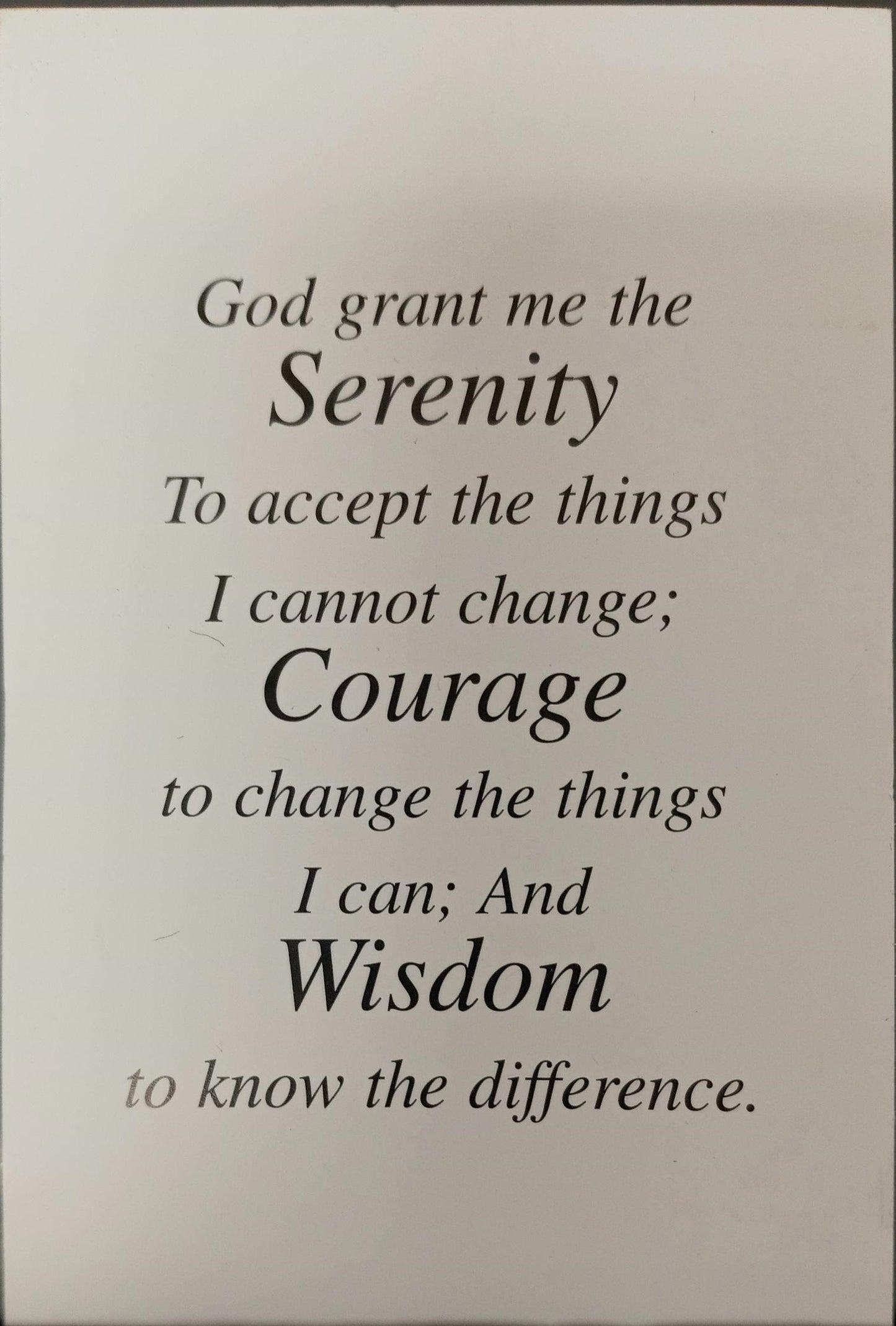 Serenity Prayer Holy Card